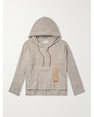 4SDESIGNS Jerga Leather-Trimmed Tweed Hoodie - Neutro