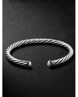 David Yurman Modern Cable Armreif aus Sterlingsilber mit schwarzen Diamanten
