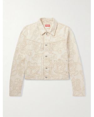 KENZO Verdy Embroidered Denim Trucker Jacket - Natural