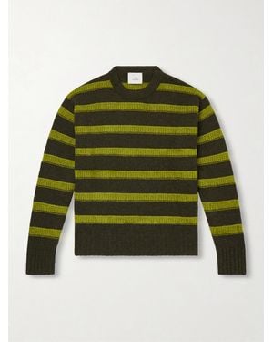 The Elder Statesman Ridgeline Striped Cashmere-Blend Sweater - Green