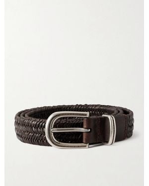 Brunello Cucinelli 2Cm Woven Leather Belt - Black