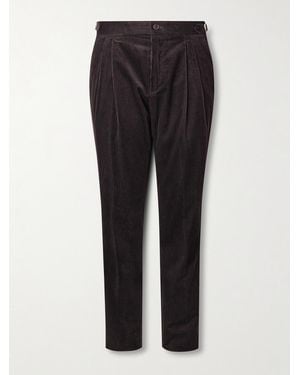 MR P. Tapered Cotton And Cashmere-blend Corduroy Tuxedo Trousers - Black