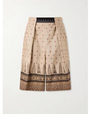 Kapital Wide-Leg Printed Cotton Shorts - Natural