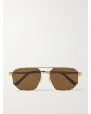 Cartier Santos De Cartier Aviator-Style-Tone Sunglasses - Natural