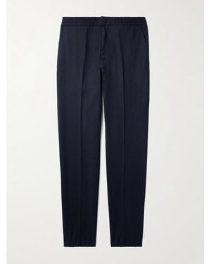 ZEGNA Tapered Wool Trousers - Blue