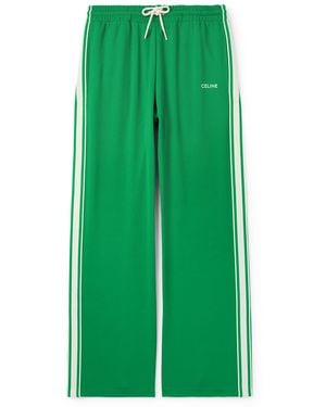 Celine Straight-Leg Logo-Embroidered Striped Jersey Track Pants - Green