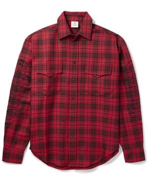 Vetements Logo-Embroidered Checked Wool Shirt