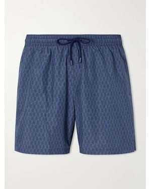 Canali Straight-Leg Mid-Length Printed Swim Shorts - Blue
