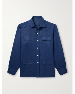 Anderson & Sheppard Linen Overshirt - Blue