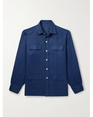 Anderson & Sheppard Linen Overshirt - Blue