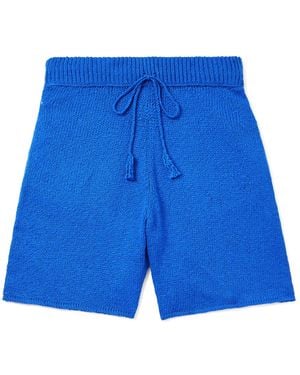 CHERRY LA Straight-leg Cotton Drawstring Shorts - Blue