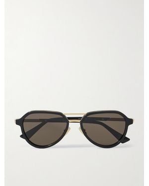 Bottega Veneta Aviator-Style Recycled-Acetate And-Tone Sunglasses - Brown