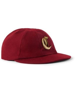 Celine Logo-Embellished Wool-Flannel Baseball Cap - Red
