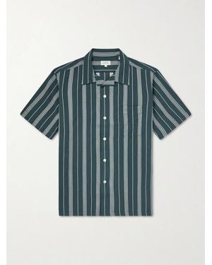Hartford New Palmito Mc Camp-Collar Striped Cotton Shirt - Blue