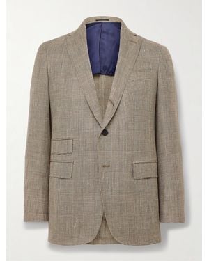 Sid Mashburn Virgil No.2 Slim-Fit Prince Of Wales Checked Cotton, Silk And Linen-Blend Hopsack Blazer - Natural