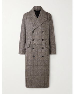 dunhill Double-Breasted Checked Wool And Cashmere-Blend Twill Overcoat - Gray