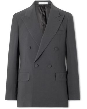 Umit Benan Richard Double-Breasted Silk And Wool-Blend Blazer - Black