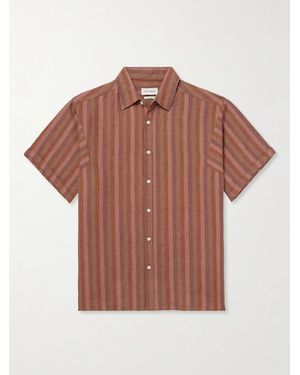 Oliver Spencer Garrison Striped Linen Shirt - Brown