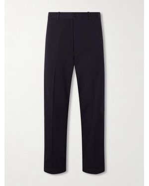 Kaptain Sunshine Buckleback Straight-leg Cotton-gabardine Suit Trousers - Blue
