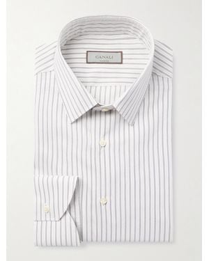Canali Striped Cotton And Silk-blend Shirt - White