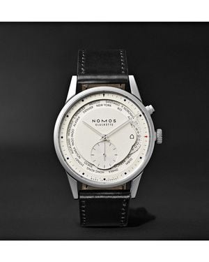 Nomos Zurich Weltzeit Automatic 40mm Stainless Steel And Cordovan Leather Watch, Ref. No. 805 - Black