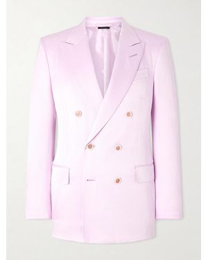 Tom Ford Double-Breasted Silk-Gabardine Blazer - Pink