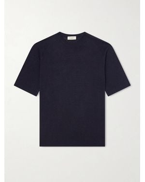 Piacenza 1733 Silk And Linen-Blend T-Shirt - Blue