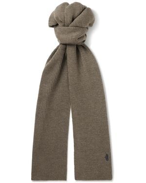 Polo Ralph Lauren Logo-Embroidered Ribbed-Knit Wool Scarf - Green