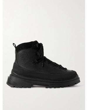 Canada Goose Journey Rubber And Nubuck-Trimmed Full-Grain Leather Hiking Boots - Black
