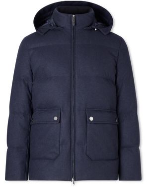 Canali Hooded Cashmere Down Jacket - Blue