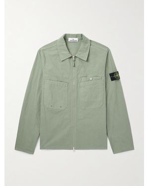 Stone Island Logo-Appliquéd Cotton-Blend Ripstop Overshirt - Green