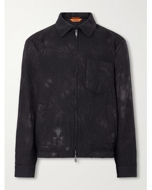Barena Garment-Dyed Houndstooth Wool Blouson Jacket - Black