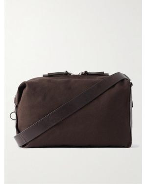 Dries Van Noten Umhängetasche aus Baumwoll-Canvas mit Lederbesatz - Braun