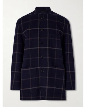 dunhill Checked Wool-Blend Coat - Blue