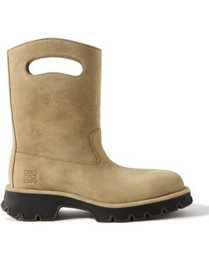 Loewe Bobby Bag Cutout Suede Desert Boots - Metallic