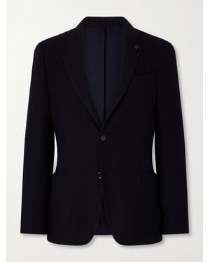 Lardini Honeycomb-Knit Wool Blazer - Blue