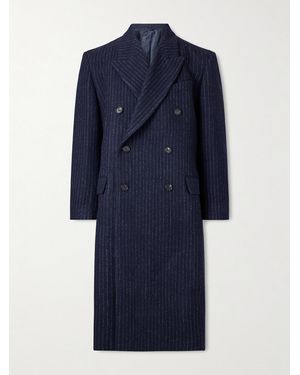 Bode Waldorf Double-Breasted Pinstriped Virgin Wool Coat - Blue