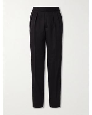 Rubinacci Manny Straight-leg Pleated Wool Tuxedo Trousers - Black