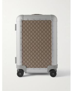 Gucci Fpm Milano 53Cm Monogrammed Coated-Canvas And Aluminium Suitcase - Gray