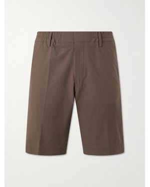 NN07 Billie Straight-Leg Striped Seersucker Shorts - Grey