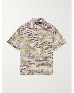 Polo Ralph Lauren Convertible-Collar Printed Woven Shirt - White