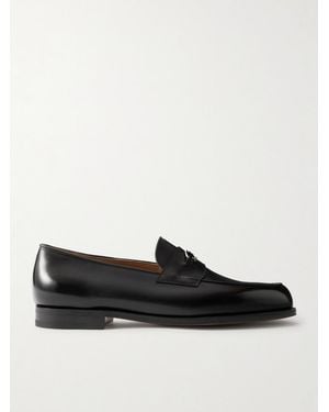 John Lobb Lopez Embellished Leather Penny Loafers - Black