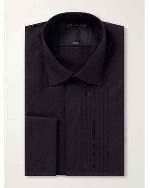 Favourbrook Cutaway-Collar Pintucked Cotton-Poplin Tuxedo Shirt - Black