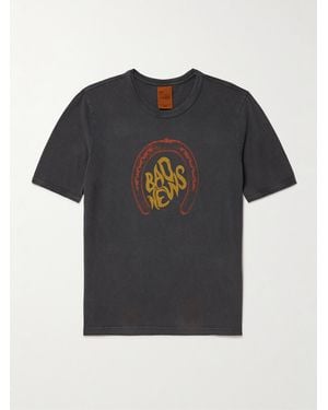 Nudie Jeans Ricky Bad News T-Shirt aus Baumwoll-Jersey mit Print - Schwarz