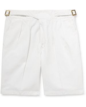 Rubinacci Manny Straight-Leg Pleated Cotton Shorts - White