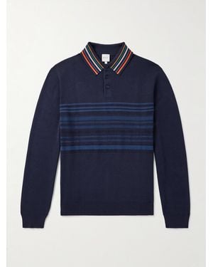 Paul Smith Pullover aus Baumwolle mit Streifen und Polokragen - Blau
