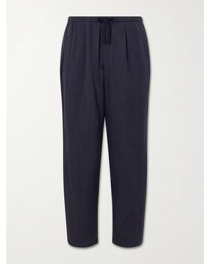 Kaptain Sunshine Straight-Leg Silk-Gabardine Drawstring Trousers - Blau