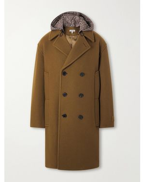Loewe Double-Breasted Hooded Wool-Blend Felt Coat - Natural