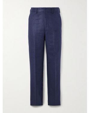 Gabriela Hearst Harold Straight-Leg Brushed Silk-Felt Suit Pants - Blue