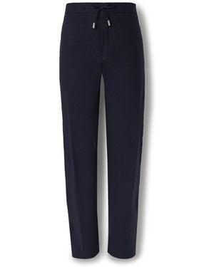 MR P. James Straight-Leg Linen Drawstring Pants - Blue